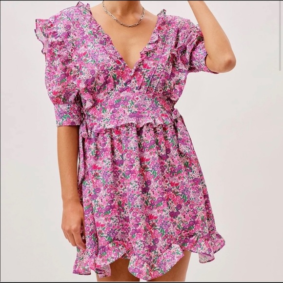 NWT Love and Lemons Katarina floral Mini Dress - Picture 3 of 4